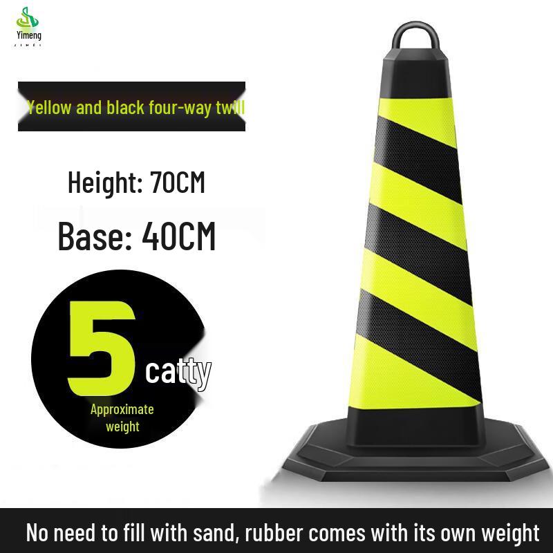 Reflective Rubber Traffic Cones, Yellow & Black, 3-Pack