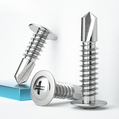 30pcs of 410 Stainless Steel Large Flat Head Self-Drilling Screws, Cross Large Flat Head Drill Iron Dovetail Screws, Available In Three Lengths: 1.3cm