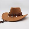 American Western Cowboy Hat Ethnic Style Outdoor Shade Horse Racing Rider Hat Belt Decoration Men'S And Women'S Roll Top Hat