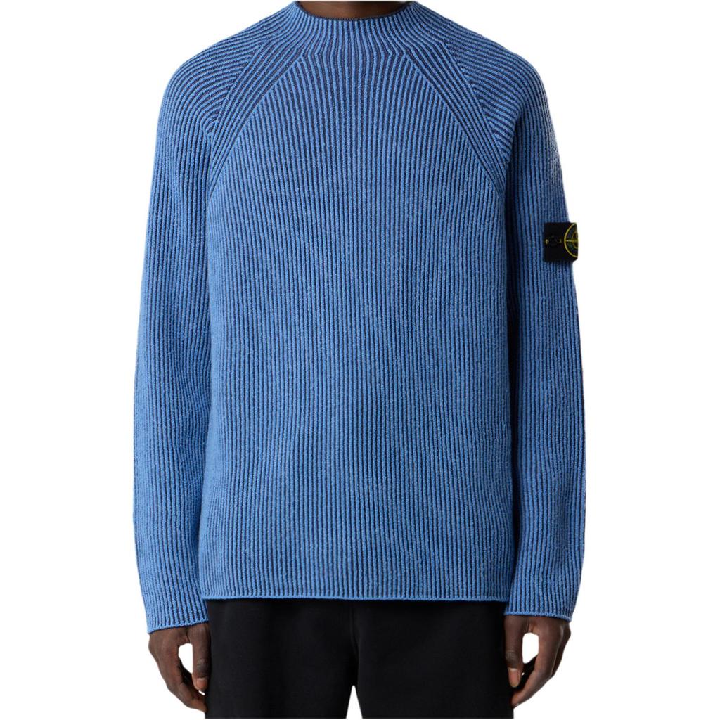Stone Island Logo Loose Fit Long Sleeve Knit Sweater Men sweater K2S155100023S00L7-V002B