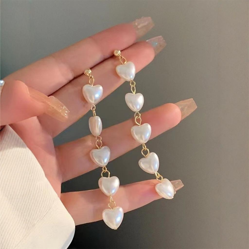 Vintage Long Rhinestone Ear Clips Without Ears Hole Earrings Temperament Crystal Pearl Clip On Earrings for Women Wedding Party