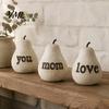 Mother Day Gifts Love/You/Mom Pear Sculpture, Decorative Resin Figurine, Vintage Style Love You Mom Figurine Birthday Ornament for Home Table