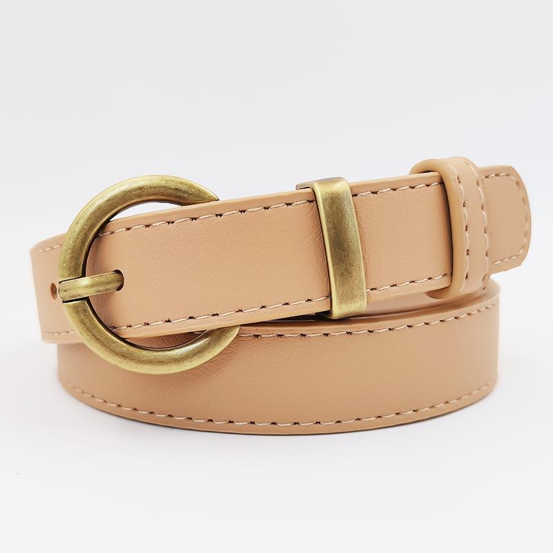Small Two-piece Pin Buckle Imitation Leather Belt for Women's Dress Decorative PU Belt