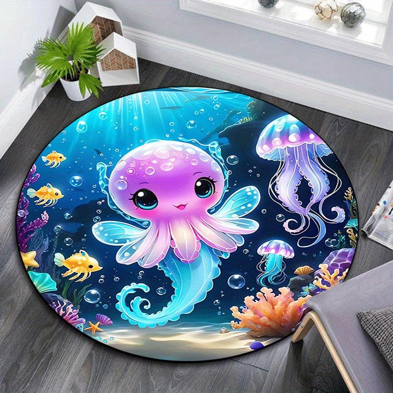 

1pc Soft, Absorbent & Non Slip Underwater World Round Rug Soft Circle Rug for Living Room & Bedroom Decor, Chair Mats, and Unforgettable Hom 80cm by 80cm