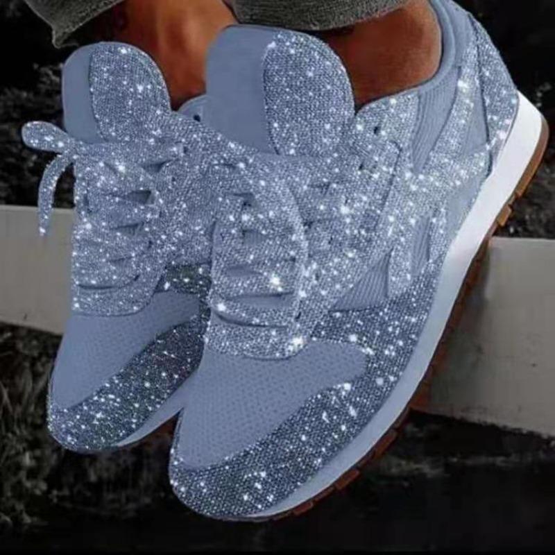 Autumn Muffin Sequins Casual Shoes Breathable Rhinestone Platform Sports Women's Shoes