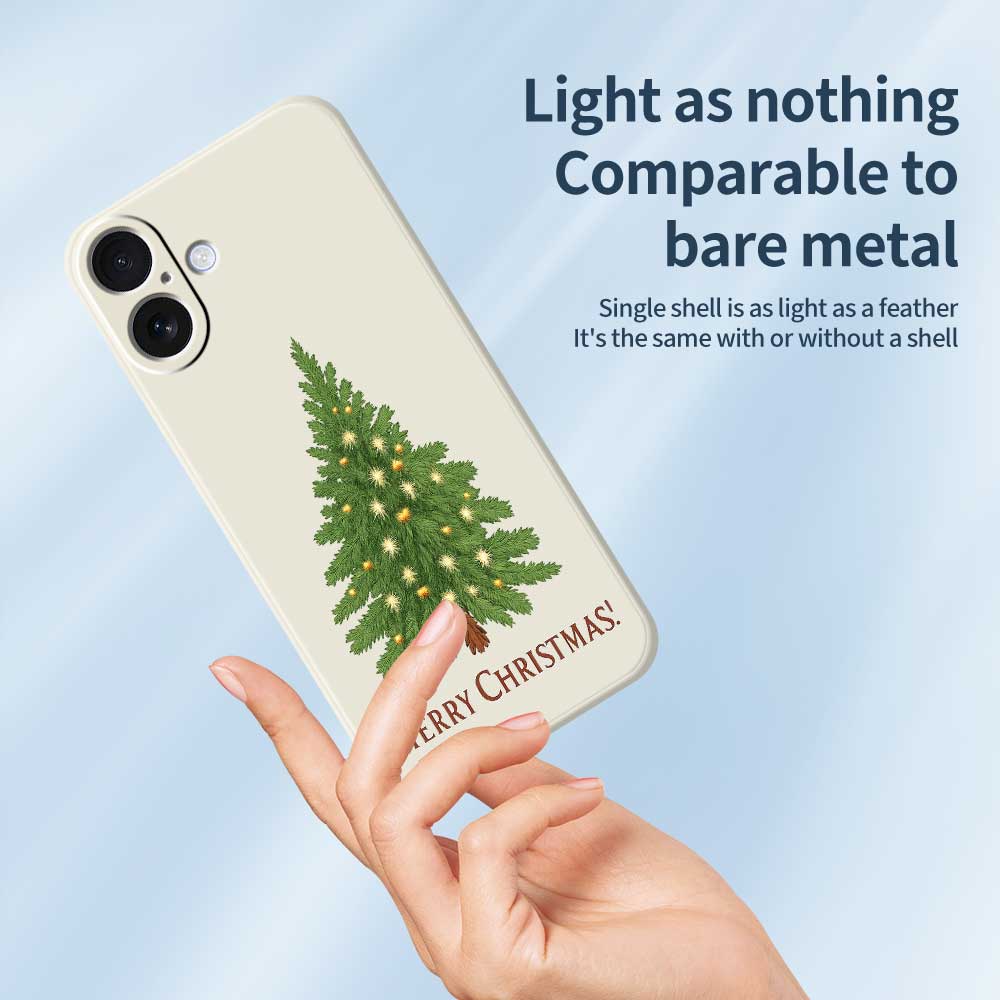 For iPhone 17 Case Christmas Tree Pattern Printing Straight Edge TPU Phone Back Cover