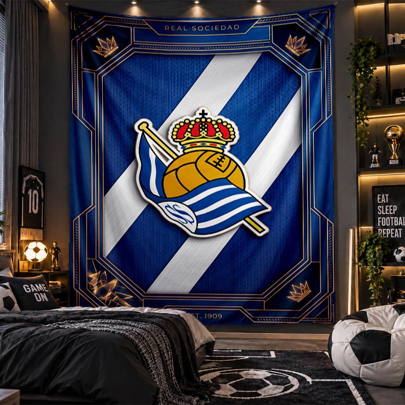 Wall Hanging Tapestry Real Sociedad FC Print Cloth for Living Room Bedroom Home Decor