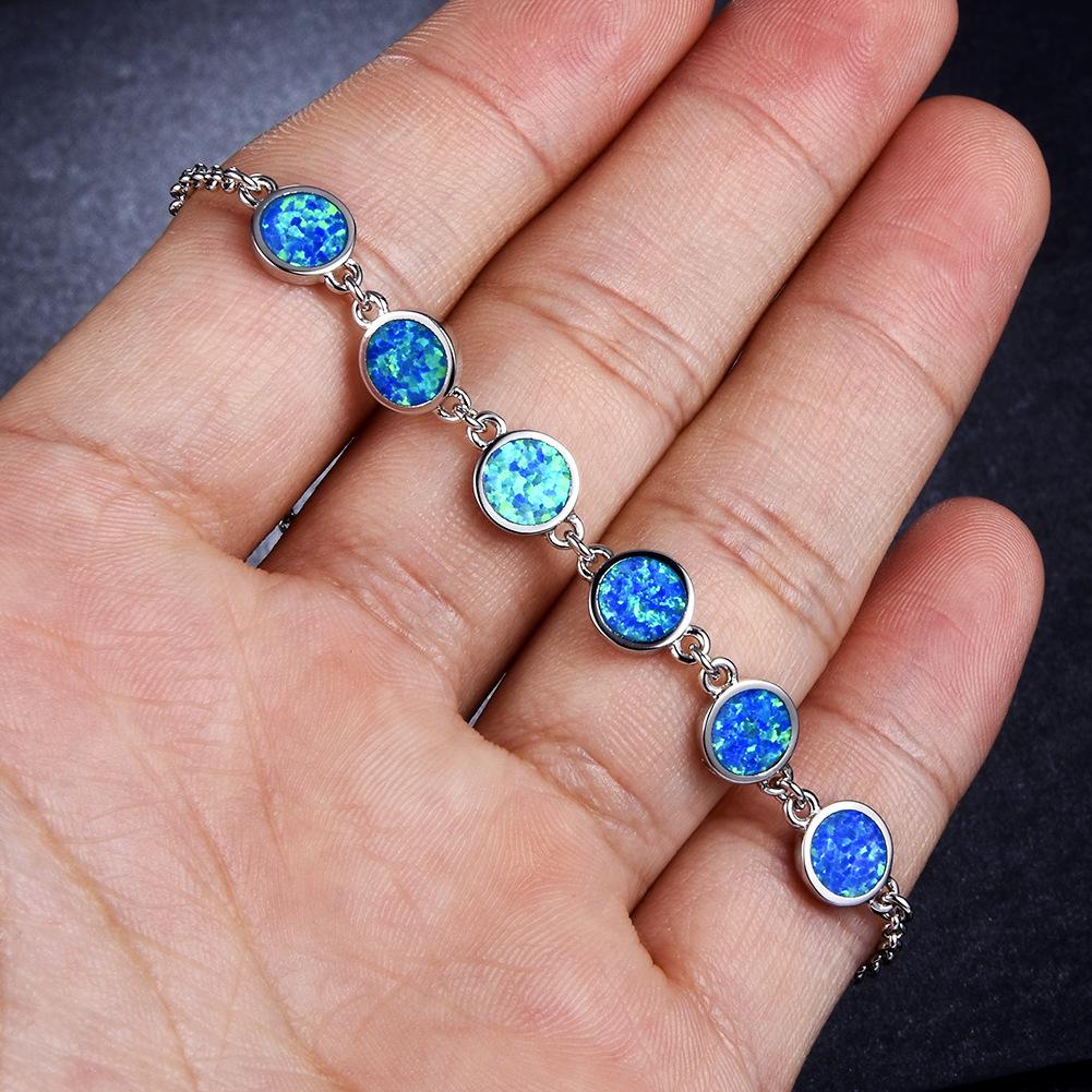 Blauw Ronde Opaal Verstelbare Armband Gepersonaliseerde Sieraden