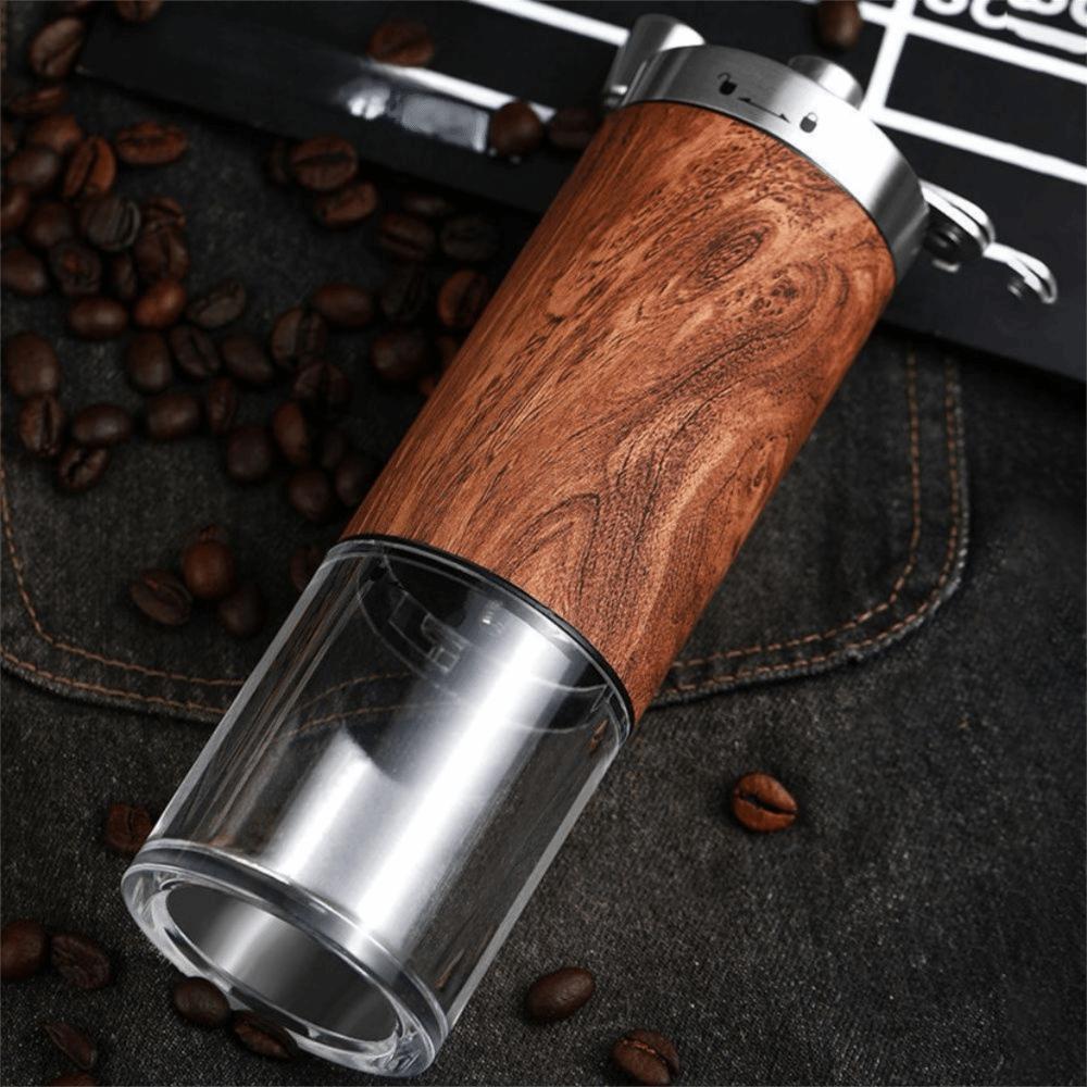 Handheld Crank Hand Coffee Grinder Ceramic Grinding Core Wood Grain Manual Coffee Bean Grinder Detachable Handle