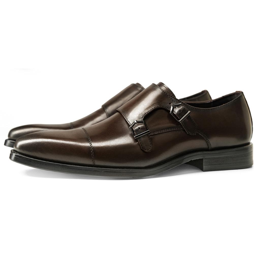 Men's leather shoes, new business dress shoes men's shoes cowhide Munch shoes monk shoes
