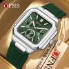 OFNS Herrenuhren Hochwertiges Leder Lässige Quadratische Armbanduhren Kalender Wasserdicht Business Mode Herren Chronograph Uhr