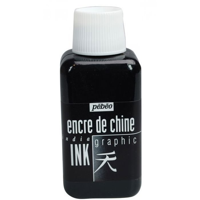 Indický tuš - Pébéo - Graphik - 250 ml - Černá - Neprůhledná a saténová