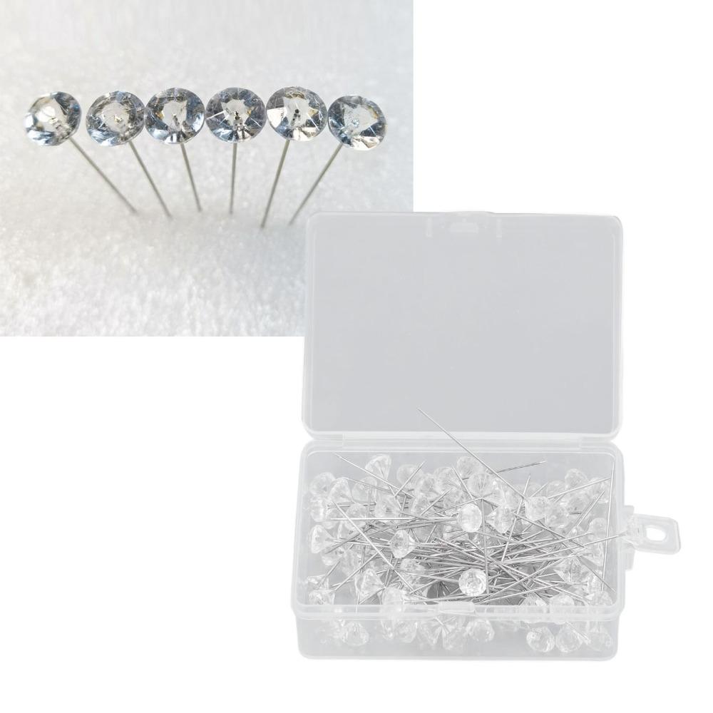 300Pcs Straight Shank Rhinestone Head Pins Clear Crystal Floral Wedding Pins Boutonniere Making