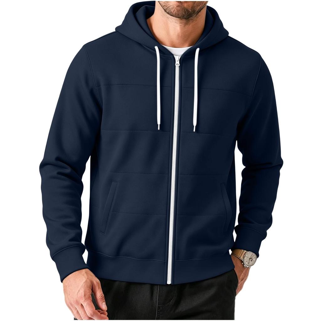 Felpa con cappuccio e zip casual da uomo con tasche per l'uso quotidiano