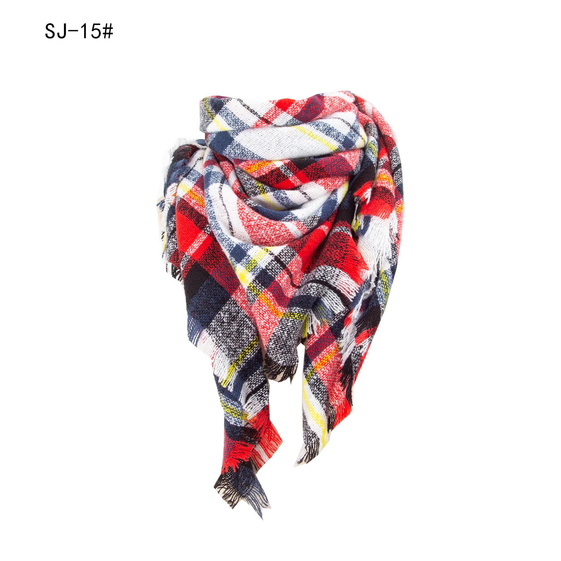 

Women Winter Scarf Triangle Knitted Scarf Casual Ladies Plaid Pashmina Shawl And Wrap Female Foulard Scarves Echarpe Bufanda