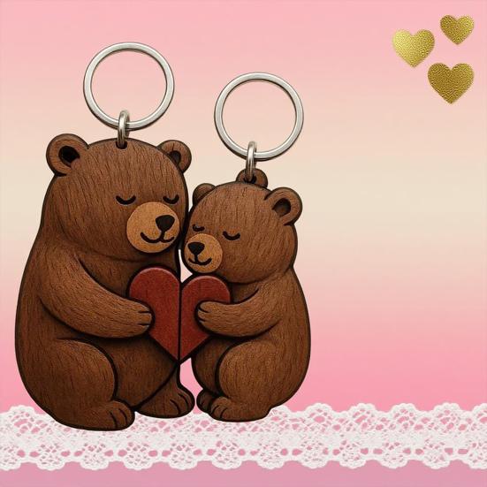 1/2Pcs Bear Couple Keychain Set Hug Matching Keychain Car Backpack Key Holder Festive Party Accessory