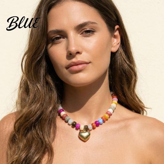 Charmanter Hals Schmuck Klobiger Bunter Perlen Choker Harz Perlen Halskette