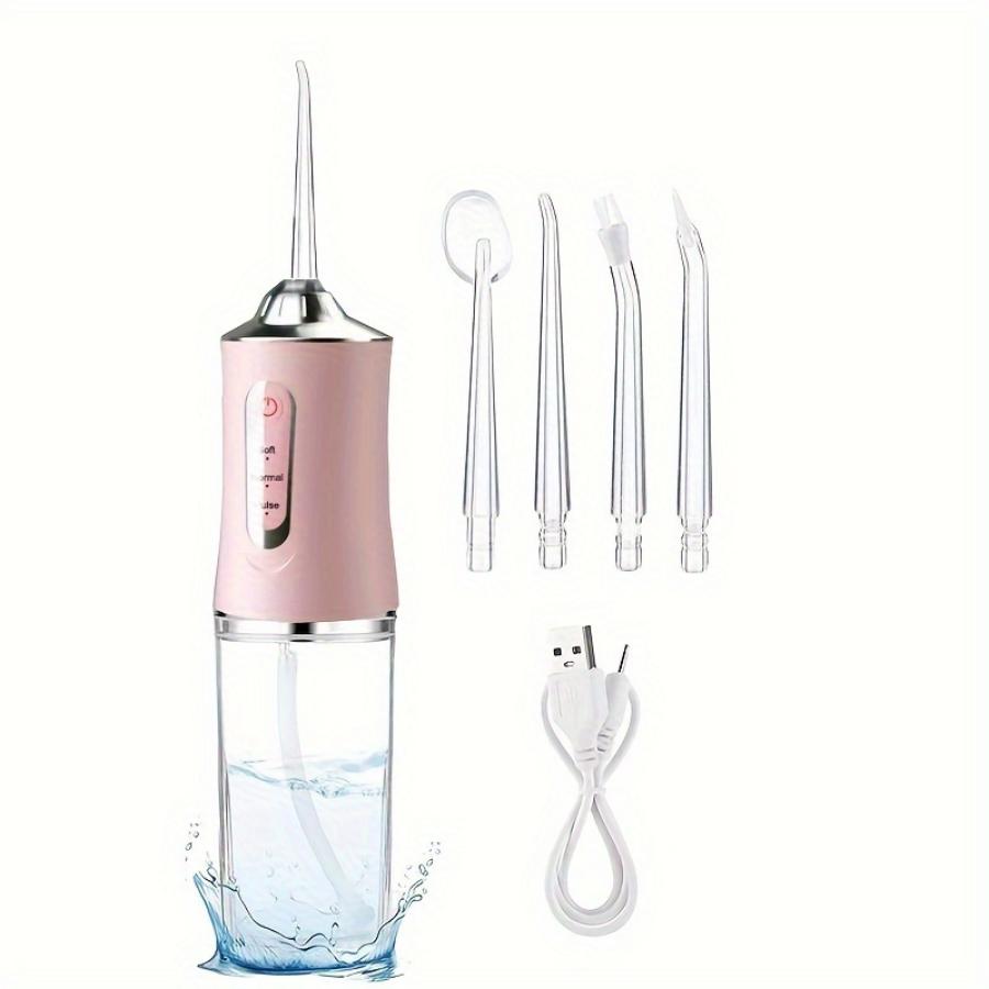 

Новый ирригатор для полости рта USB перезаряжаемый ирригатор для воды портативный стоматологический ирригатор с 4 наконечниками 220 мл резервуар для воды IPX7 водонепроницаемый очиститель зубов розовый