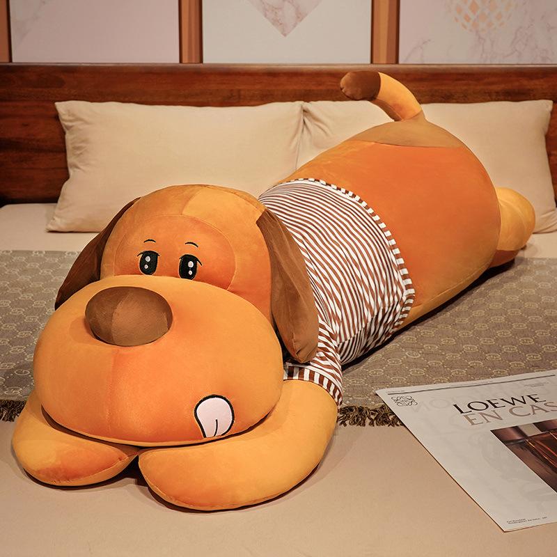 Large Striped Dog Throw Pillow Plush Toy Doll Big Dog Doll Girl Sleeping Pinch Leg Long Throw Pillow