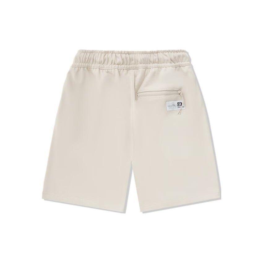 Li Ning Printed Letter Mid Waist Drawstring Comfortable Loose Sports Shorts Unisex Shorts Oatmeal-Gray AKSU215-2