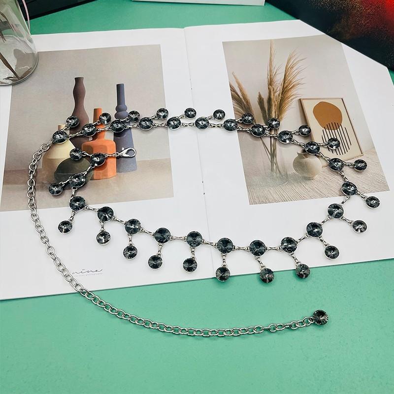 Modern Belly Dance Waist Chain With Water Crystal Dangle For Women