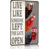Vintage Chicken Decor Sign Live Like Someone Left The Gate Open Tin Sign for Home Chicken Coop Farm Kitchen Bathroom Wall Decor