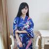 Women's Summer Silk Pajama Set: Short Sexy Nightgown and Peacock Cardigan Bathrobe