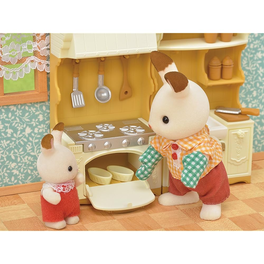 Sylvanian Families EPOCH Kitchen Set with Stove and Sink for Dollhouse Toys Ages 3 and Up