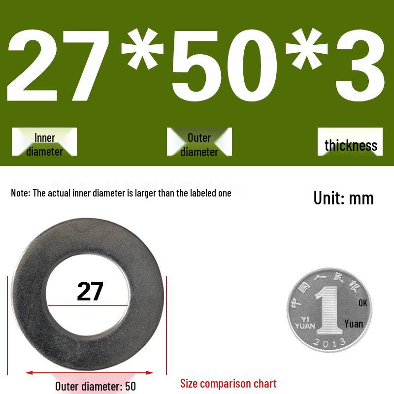 Galvanized Metal Flat Washer - Thin, Thickened, Enlarged Edge, Round, Sizes M3 to M10