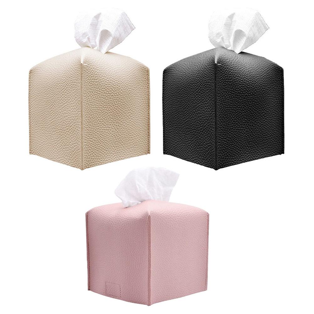 PU Leather Tissue Holder Box Decorative Paper Towel Dispenser Multi-Function Paper Towels Storage Container for Tabletop
