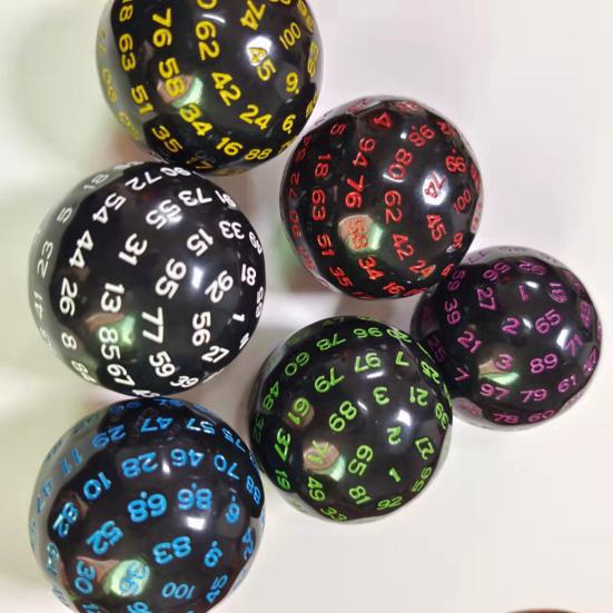 Number Dice Multi-sided Engraved Number Bright Color Easy To Read Acrylic 100 Sided Polyhedral Dice Table Games Board Game Props