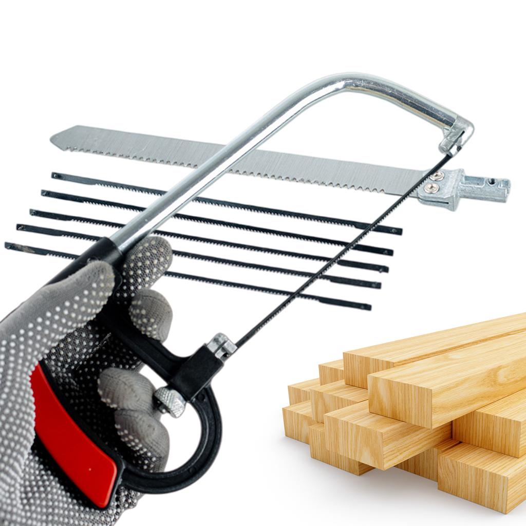 8 in 1 Hacksaw Frame Set with 6 Blades Hand Saw Multi Purpose Steel Saw Easy To Use for Metal Woodworking Glass Rubber PVC Pipes