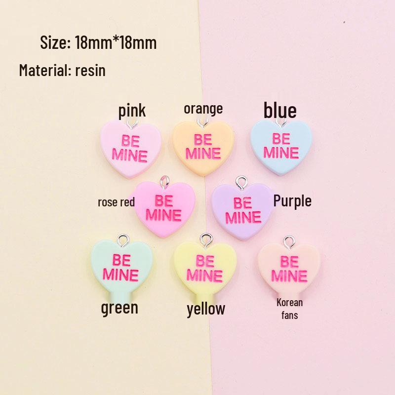 Heart-Shaped Lettered Resin Earrings & Keychain Pendant Jewelry Accessories