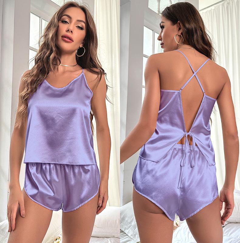 Ice Silk Women's Pajamas: Sexy Spring/Summer Camisole & Shorts Set