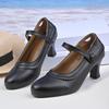 New women's retro Mary Jane high heels large size thick heel lace round head high heels single shoes