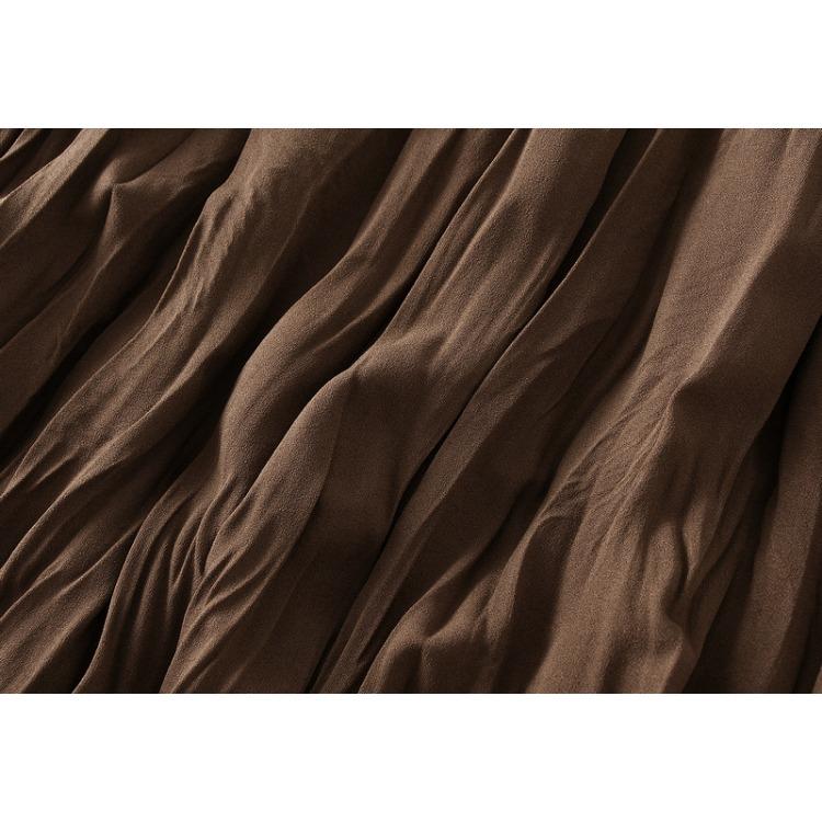 Vår och höst damkjol Hög midja Smal stökig veckad medellång stor svängig A-linje kjol Halvkroppskjol