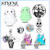 Copper Halloween Luminous Ghost Charm Pendant Beads Fit Original Bracelet For Women Valentine Day Jewelry Gifts
