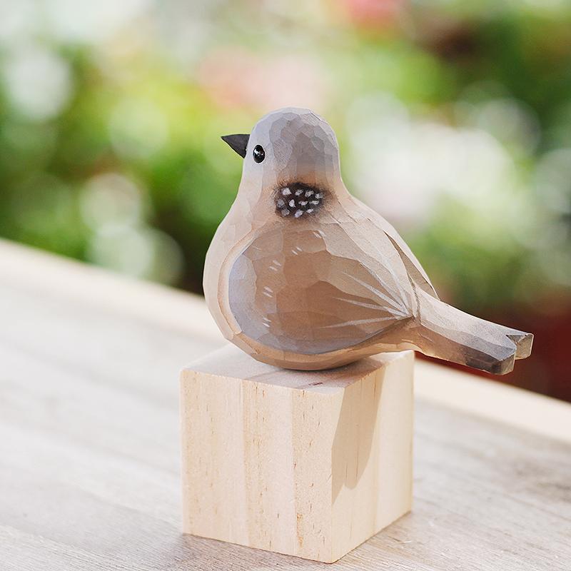 

Little Bird Wood Carving Bird Pearl Neck Turtledove Wild Dove Handmade Wooden Ornaments Home Decor Table Decoration Accessories светло-серый
