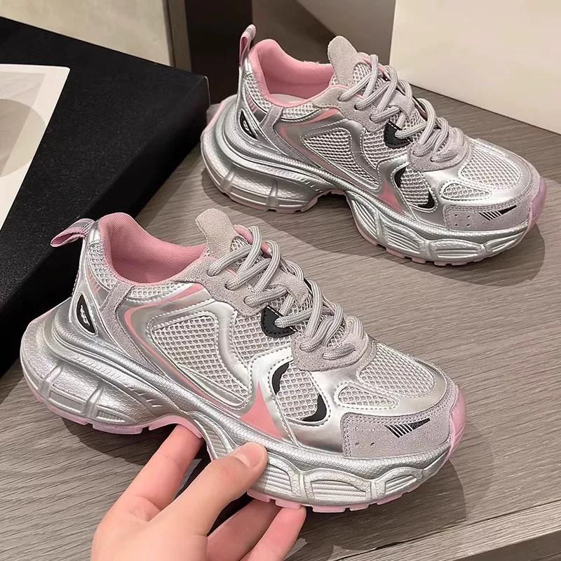 Kids Chunky Sneakers Girls Boys Fall Breathable Mesh Anti-Slip Sport Shoes Size 26-37