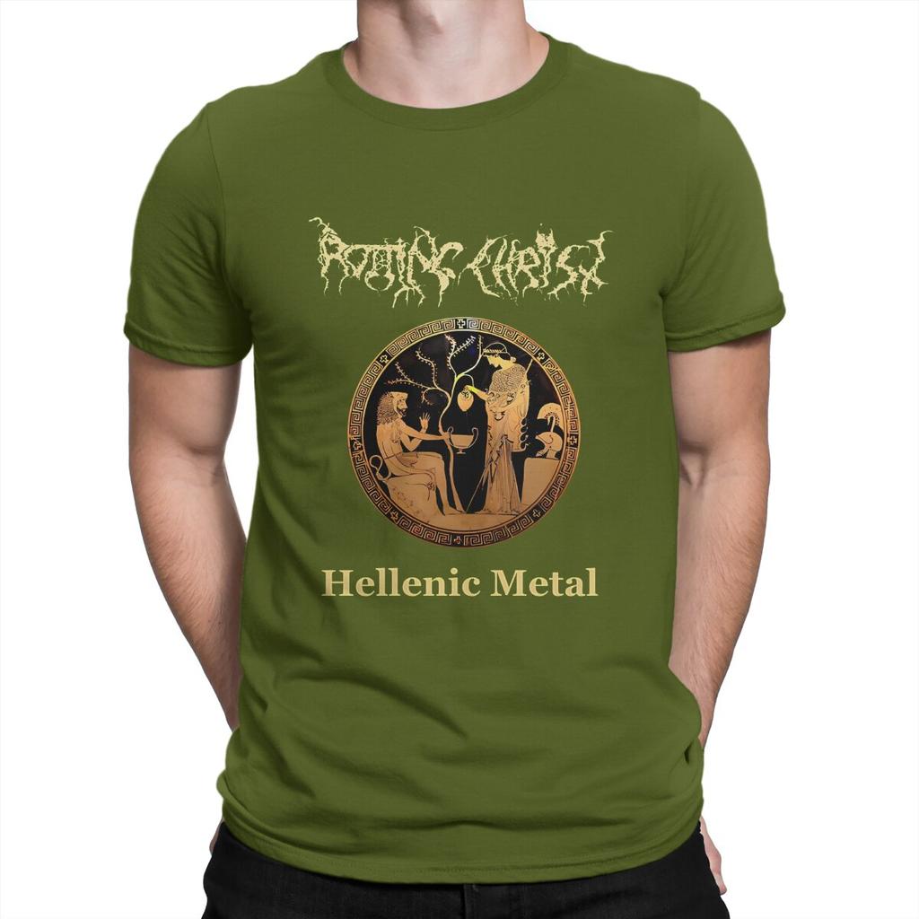Men's Hellenic Metal- Greek Black Metal T Shirts Rotting Christ Pure Cotton Tops Awesome Short Sleeve Round Collar Tee Shirt