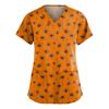 Tuta da donna alla moda con scollo a V, manica corta, con tasche, top stampati per Halloween, abbigliamento
