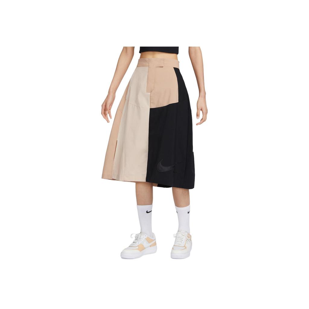 Nike Sportswear Collection Patchwork Loose High-Waisted Midi Skirt With Slit And Embroidery Women bottoms Maize DX2576-126