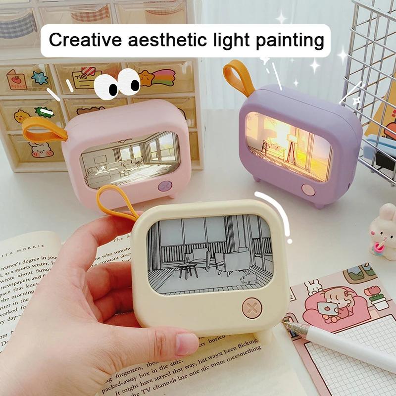TV Painting Led Night Light Cute Cartoon Decoration Night Light Living Room Desktop Home Atmosphere Bedside Table Lamps