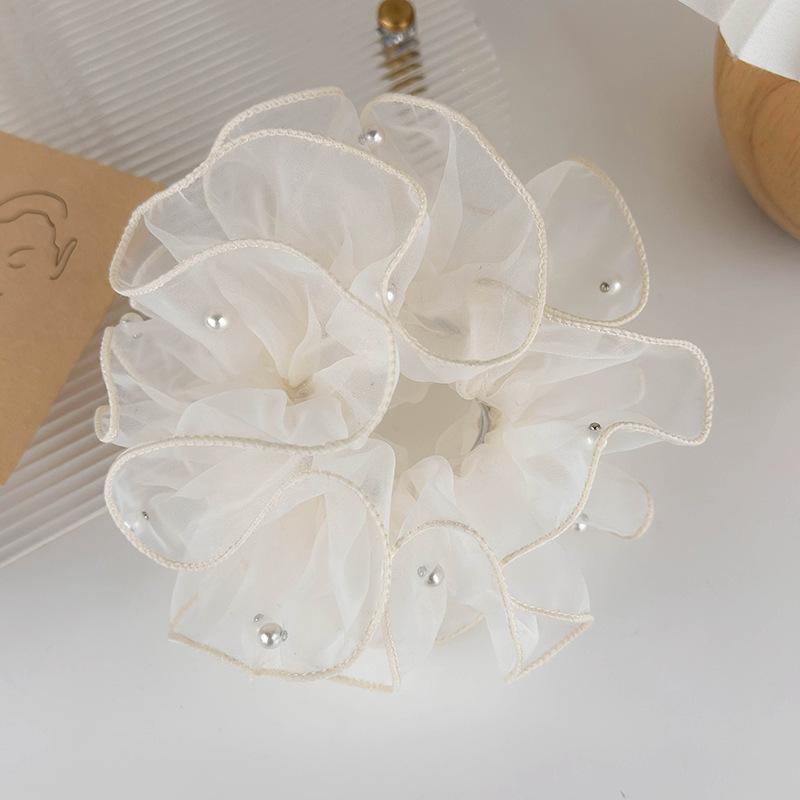 

Французская винтажная резинка для волос с высоким смыслом, резинка для волос, сетчатый головной убор, большое кольцо белый