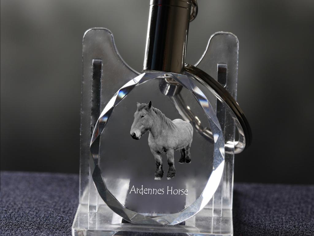 Ardennes Horse - pendant with a picture of a horse, crystal key ring in a gift box, unique gift by Art-Dog brand