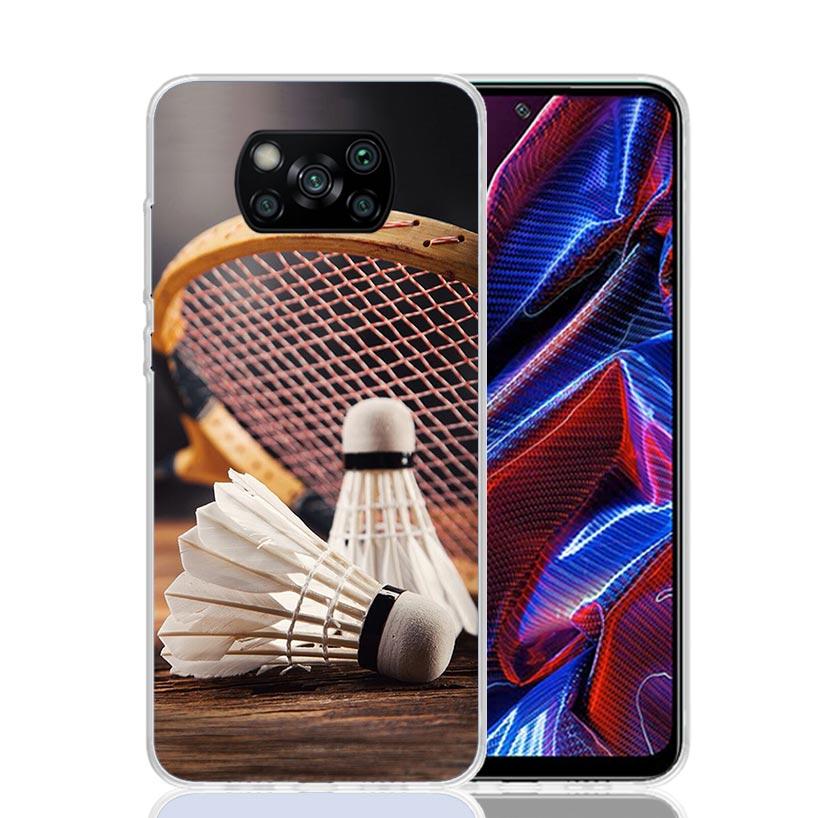 Badminton Sport Phone Case For Xiaomi Poco X7 X6 X5 Pro F7 Ultra Redmi 15C 15 13 13C 12 12C 10 10A 10C 9 9A 9C 9T Cover Poco X7