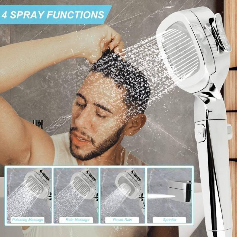 Supercharged Shower Head Set, Stainless Steel Material, Rainfall Function, Four Gear Adjustment