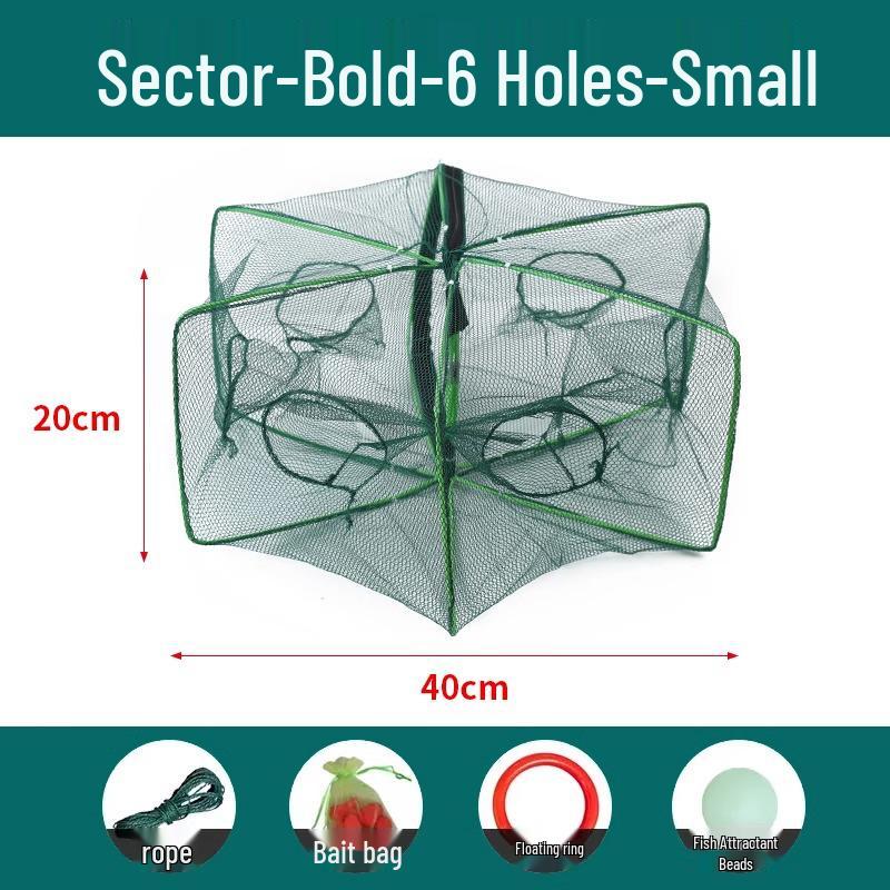 Foldable Thickened Fish and Shrimp Trap Net for Outdoor Fishing.