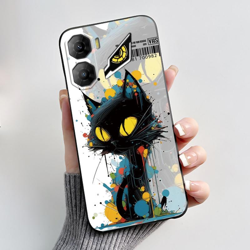 Custodia per Telefono Per ZTE Nubia Neo 3 5G Z2464N Custodia Estetica Moda Gatto Carino Cartone Animato Nero Morbido TPU Silicone Copertura Protettiva Completa