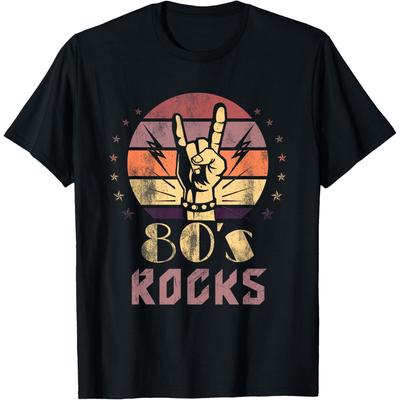 Vintage 80's Rock Bands Eighties 80s Party Retro Music Band Cotton Men T Shirt